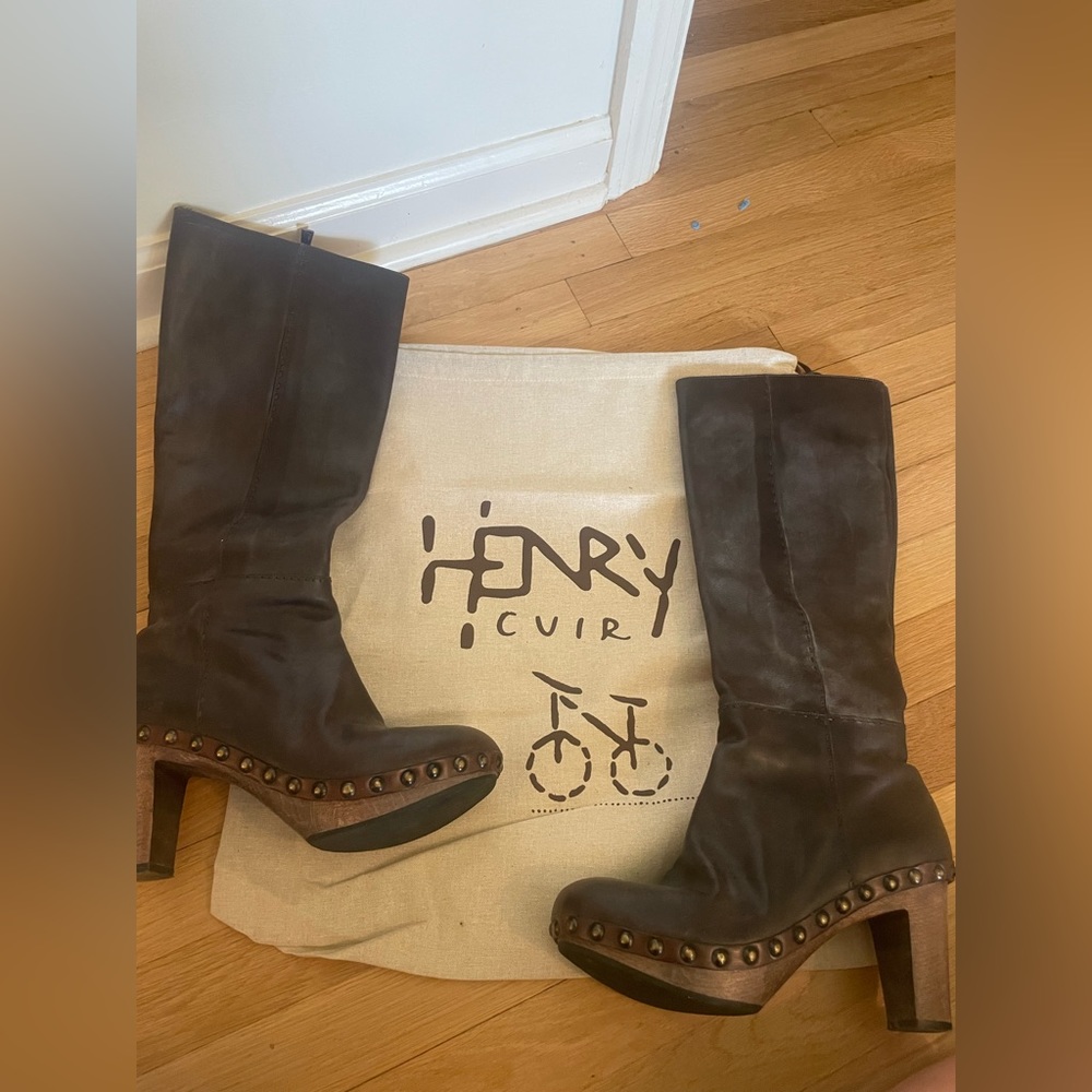 Henry Cuir Ebano Clog boot